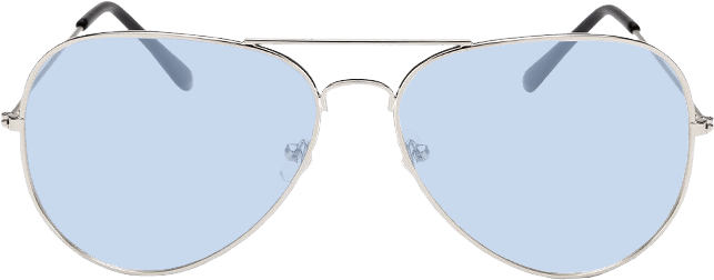 Aviator sunglasses with silver frame and blue lenses