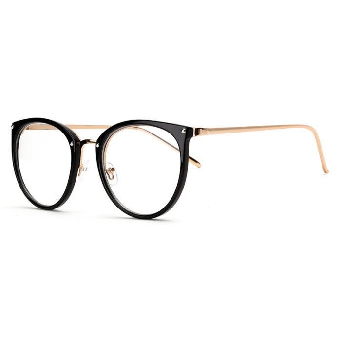 Gold wire round glasses frame female retro flat glasses eye frame frame - Image 7