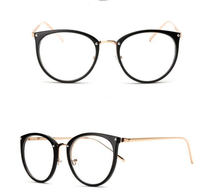 Gold wire round glasses frame female retro flat glasses eye frame frame - Image 2