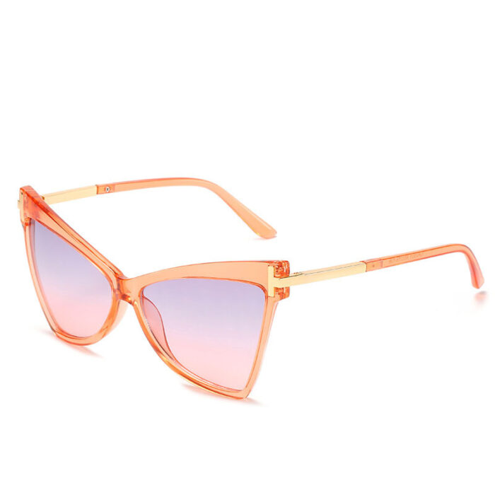 Fashion Triangle T-shaped Ocean Color Cat Eye Glasses - Image 2