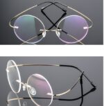 Retro Round Titanium Alloy Super Elastic Frameless  Glasses - Image 2