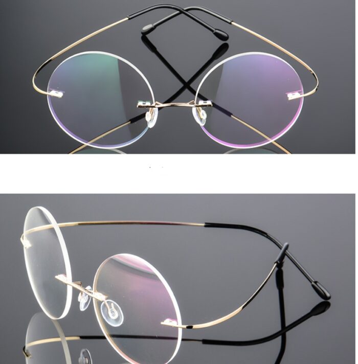 Retro Round Titanium Alloy Super Elastic Frameless  Glasses - Image 2