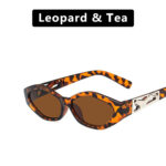 SO&EI Retro Small Frame Polygon Cat Eyes Women Sunglasses Brand Designer Fashion Cheetah Decoration Ladies Sun Glasses UV400 - Image 2