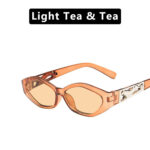 SO&EI Retro Small Frame Polygon Cat Eyes Women Sunglasses Brand Designer Fashion Cheetah Decoration Ladies Sun Glasses UV400 - Image 7