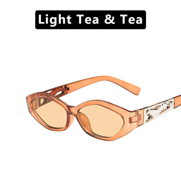 SO&EI Retro Small Frame Polygon Cat Eyes Women Sunglasses Brand Designer Fashion Cheetah Decoration Ladies Sun Glasses UV400 - Image 7
