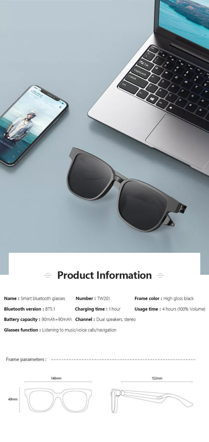 Smart Bluetooth Glasses Call Music Outdoor - Image 10