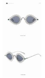 Fashion Metal Small Frame Diamond Sun Glasses - Image 4