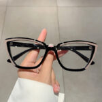 Set Up Anti Blue Light Colorful Cat Eye Flat Light Glasses Frame - Image 4