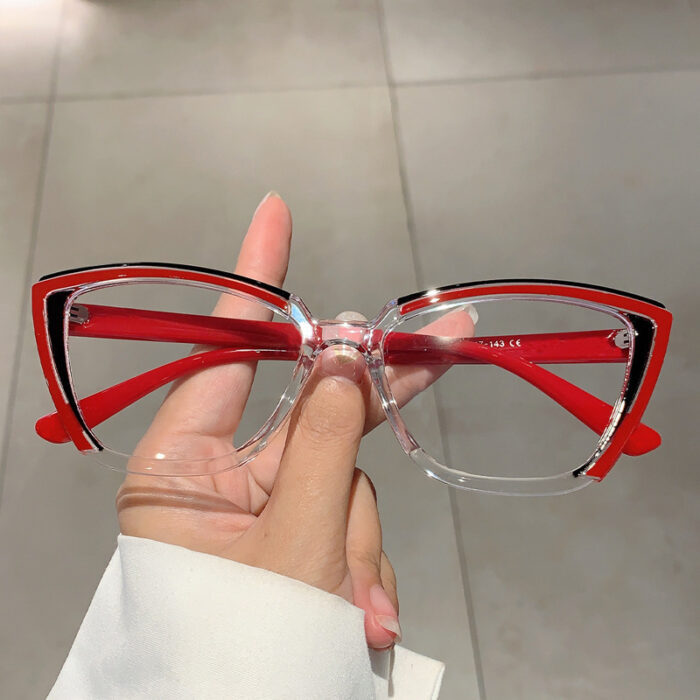 Set Up Anti Blue Light Colorful Cat Eye Flat Light Glasses Frame - Image 8
