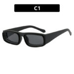 Double Circle Narrow Frame Square Sun Glasses - Image 4