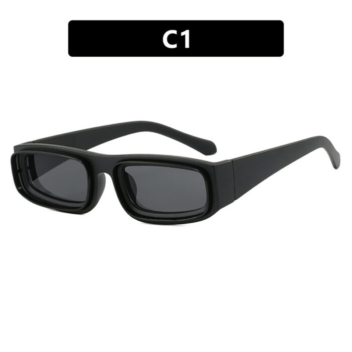 Double Circle Narrow Frame Square Sun Glasses - Image 4