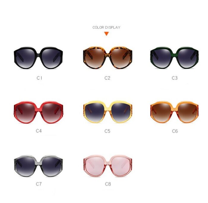 New Arrival Oversize Women Round Sun Glasses Fashion Ladies Olive Frames Glasses - Image 4