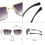 Metal Large Rim Sunglasses UV-proof Frameless Lens Sun Glasses - Image 2