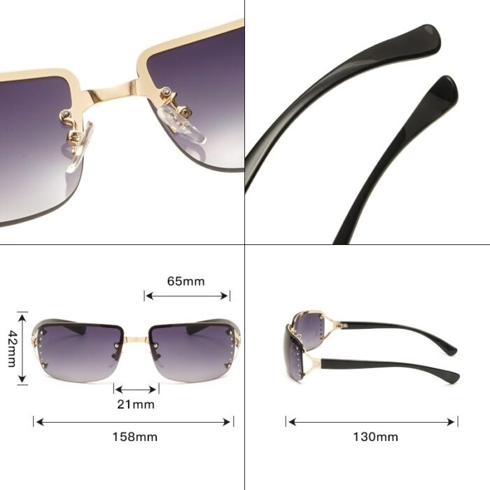 Metal Large Rim Sunglasses UV-proof Frameless Lens Sun Glasses - Image 2