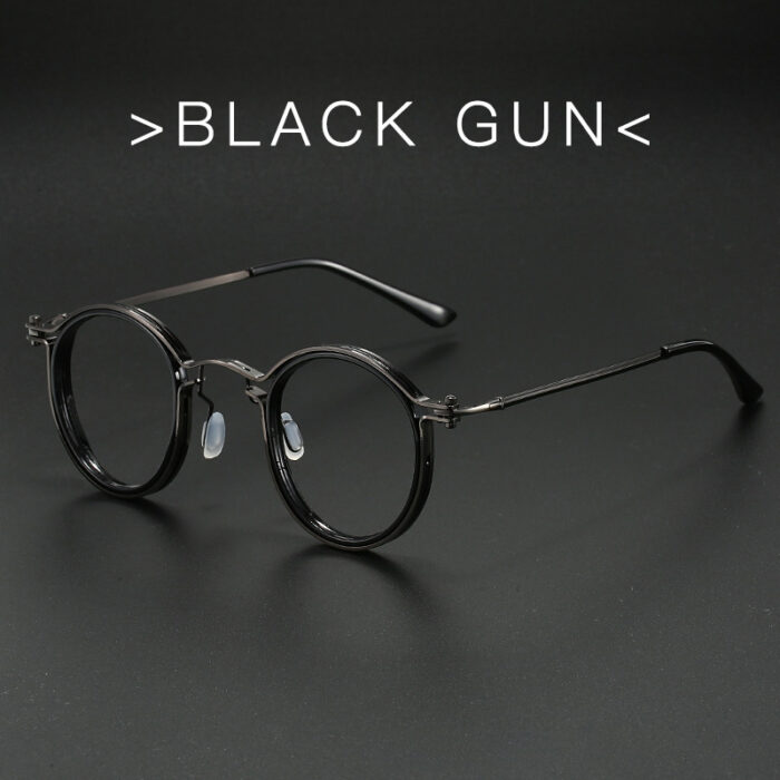 Vintage Round Frame Glasses Frame Anti-Blue Ray Plain Glasses - Image 6