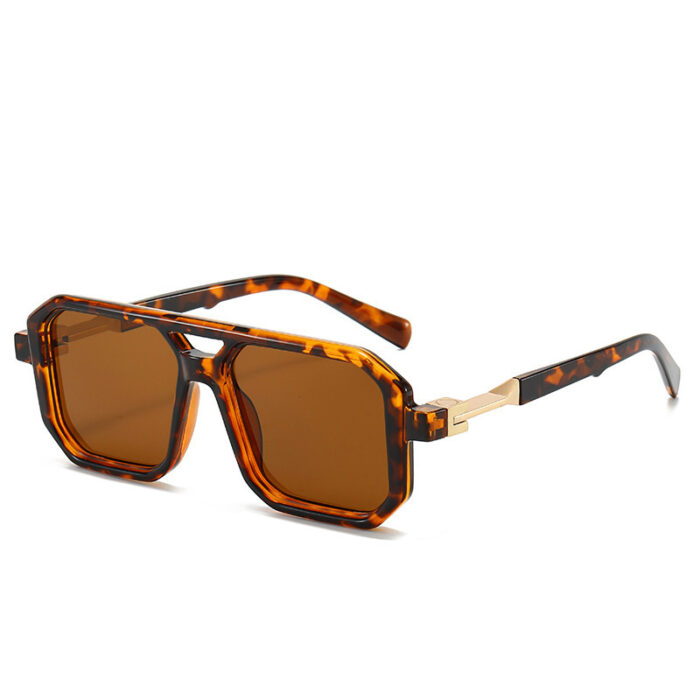 Women's Fashion Reflective Lenses Brown Sun Glasses - Image 6