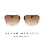 Metal Large Rim Sunglasses UV-proof Frameless Lens Sun Glasses - Image 10