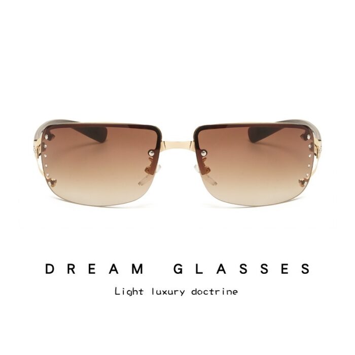 Metal Large Rim Sunglasses UV-proof Frameless Lens Sun Glasses - Image 10