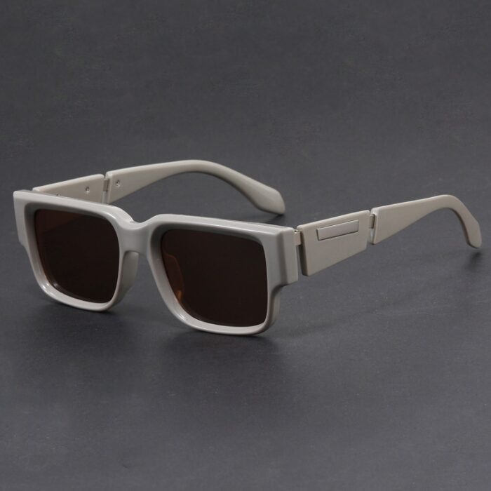 Gray Blue Square Thick Frame Sunglasses UV-proof Retro Simple Sun Glasses - Image 6