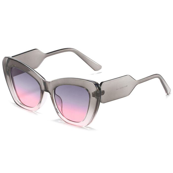 Cat Eye Sunglasses Personality Fashion Color Contrast Large Frame Glasses All-match Flat Sunglasses - Image 10