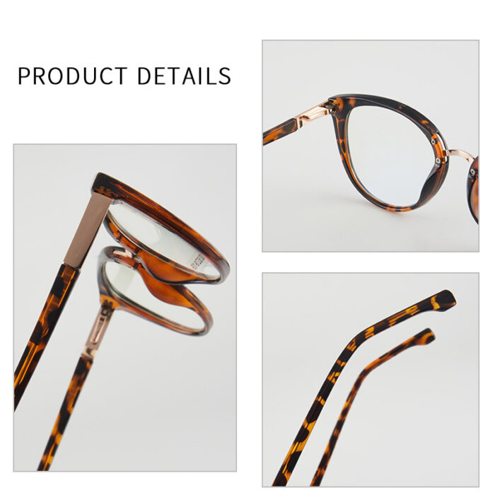Retro Women's Cat Eye Anti-blue Light Plain Glasses Frame Optical Glasses Frame - Image 3