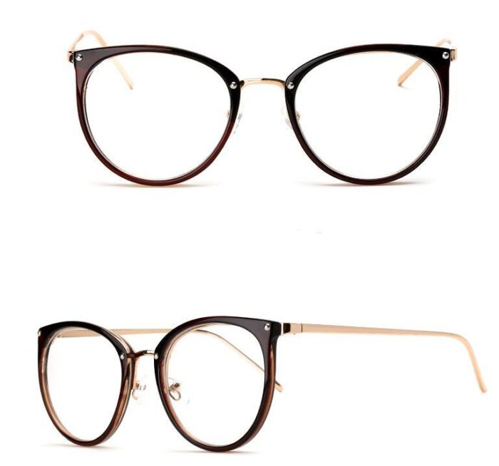 Gold wire round glasses frame female retro flat glasses eye frame frame - Image 5