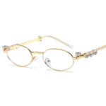 Diamond Decoration Oval Metal Sun Glasses - Image 4