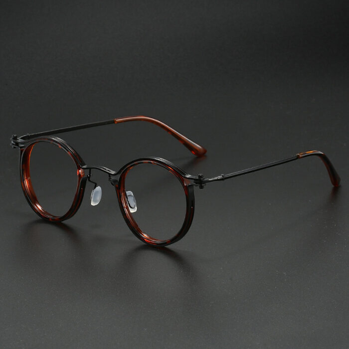 Vintage Round Frame Glasses Frame Anti-Blue Ray Plain Glasses - Image 9