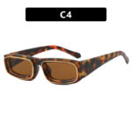 Double Circle Narrow Frame Square Sun Glasses - Image 5
