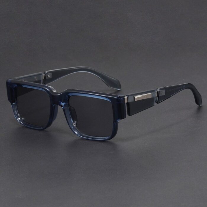 Gray Blue Square Thick Frame Sunglasses UV-proof Retro Simple Sun Glasses - Image 1