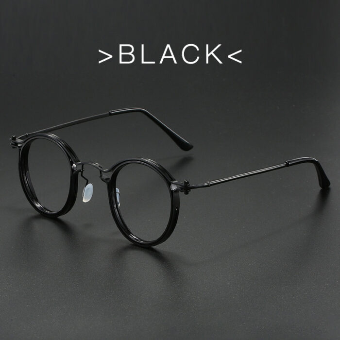Vintage Round Frame Glasses Frame Anti-Blue Ray Plain Glasses - Image 5