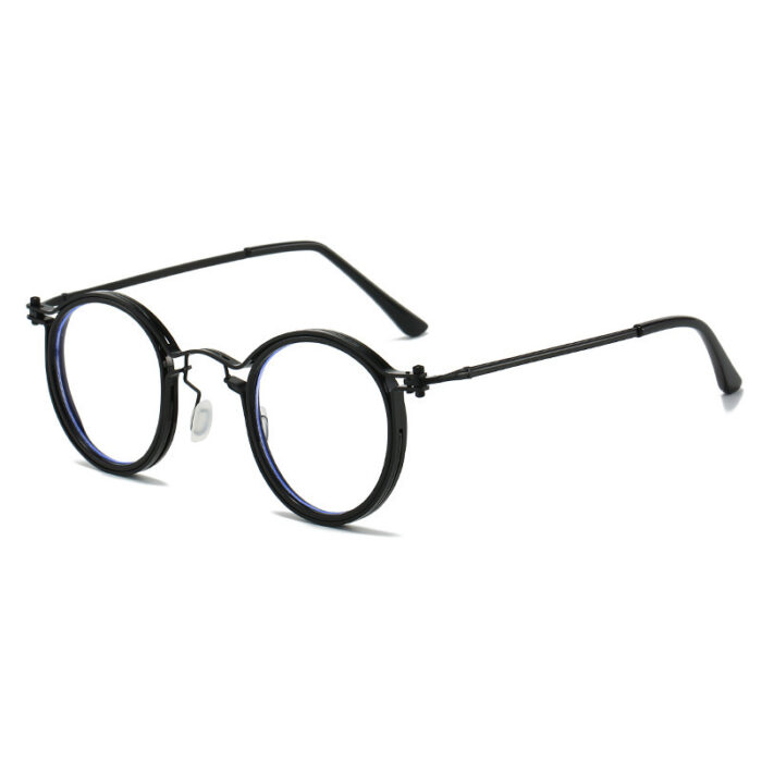 Vintage Round Frame Glasses Frame Anti-Blue Ray Plain Glasses - Image 3