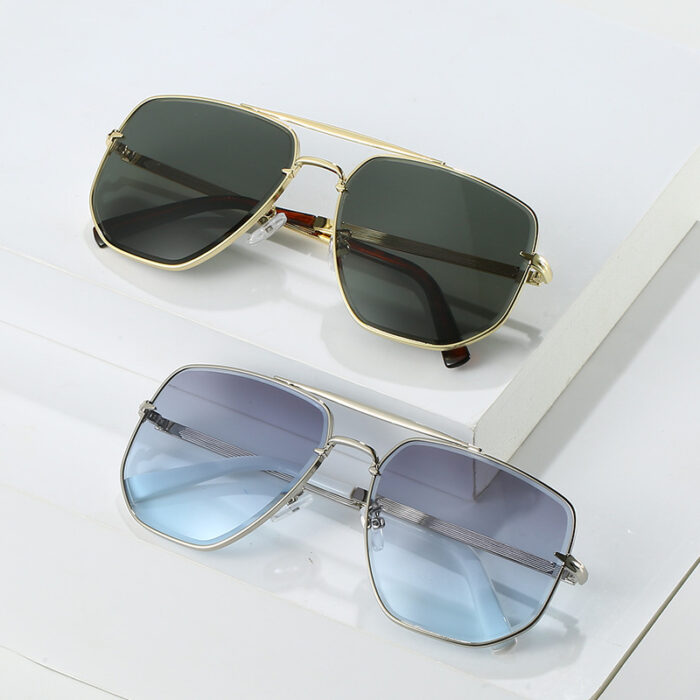 Fashion Square Metal Double Beam Sun Glasses - Image 1