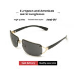 Metal Large Rim Sunglasses UV-proof Frameless Lens Sun Glasses - Image 4