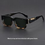 Gray Blue Square Thick Frame Sunglasses UV-proof Retro Simple Sun Glasses - Image 4
