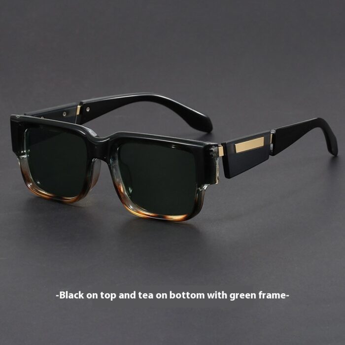 Gray Blue Square Thick Frame Sunglasses UV-proof Retro Simple Sun Glasses - Image 4