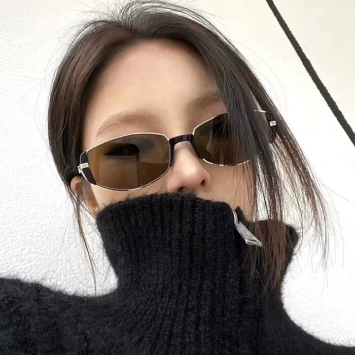Retro Metal Oval Cats' Eye Sunglasses Female UV Sun Glasses - Image 1