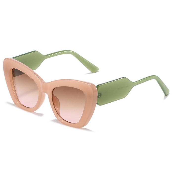 Cat Eye Sunglasses Personality Fashion Color Contrast Large Frame Glasses All-match Flat Sunglasses - Image 7