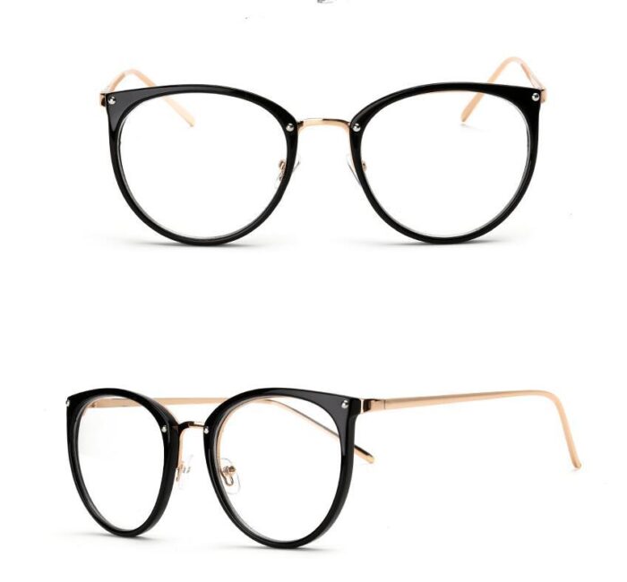 Gold wire round glasses frame female retro flat glasses eye frame frame - Image 3