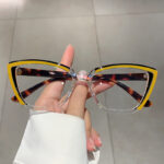 Set Up Anti Blue Light Colorful Cat Eye Flat Light Glasses Frame - Image 5