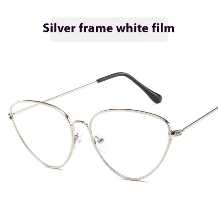 Cat's Eye Plain Glasses Retro Metal Optical Frame - Image 6