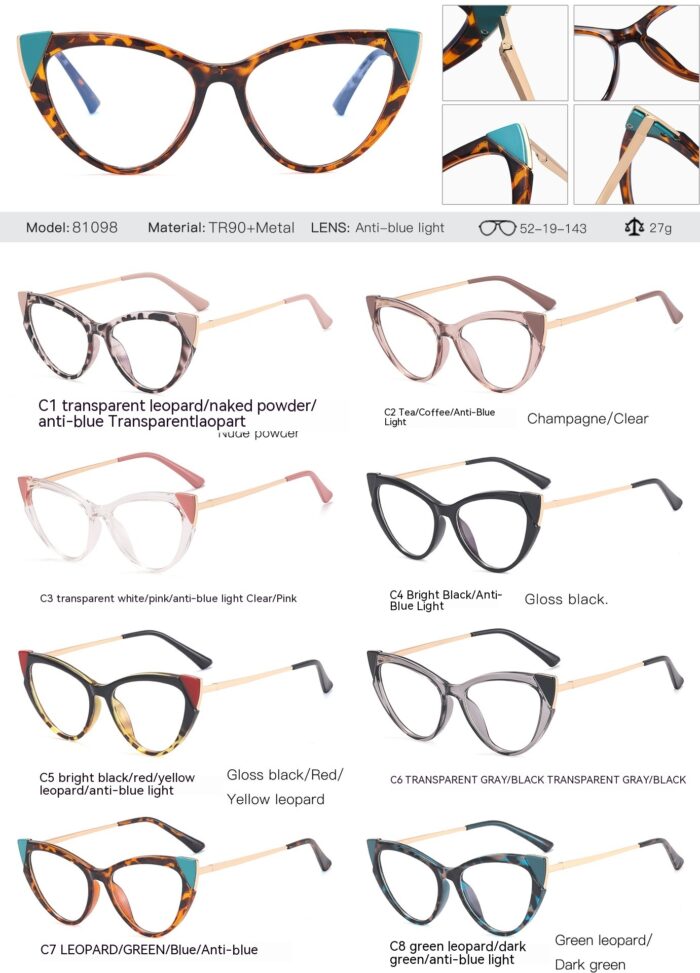 Cat Eye Anti-blue Light Large Frame Slim Look Optical Glasses - Image 3