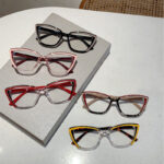 Set Up Anti Blue Light Colorful Cat Eye Flat Light Glasses Frame - Image 3