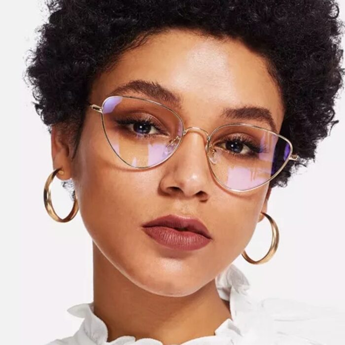 Cat's Eye Plain Glasses Retro Metal Optical Frame - Image 1