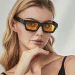 Retro Concave Frame Wide Foot Square European And American Sun-proof Sun Glasses