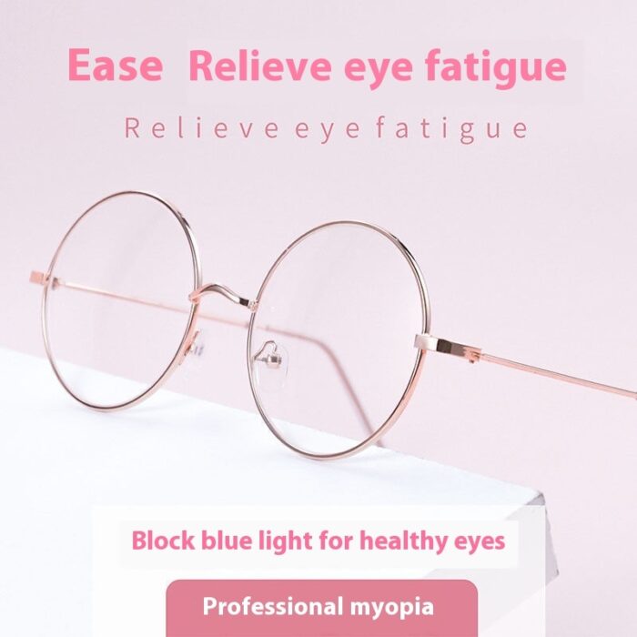 Round Frame Glasses Female Anti-blue Light Eye Protection - Image 1