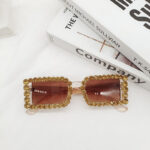 Women's Glasses Sunglasses With Diamond Small Frame Sun Vacation Beach - Image 8