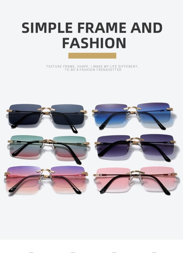 Frameless Personality Square Sea Sunglasses Comfortable Sun Glasses - Image 3