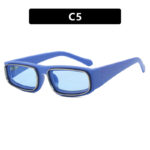 Double Circle Narrow Frame Square Sun Glasses - Image 6