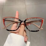 Set Up Anti Blue Light Colorful Cat Eye Flat Light Glasses Frame - Image 6